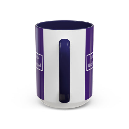 don't assume your freedoms are assured White font Dark Purple Accent Mug by theGreenDragonTavern.shop