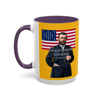 "Traitors and Patriots" Ulysses Grant Yellow Accent Mug by theGreenDragonTavern.shop