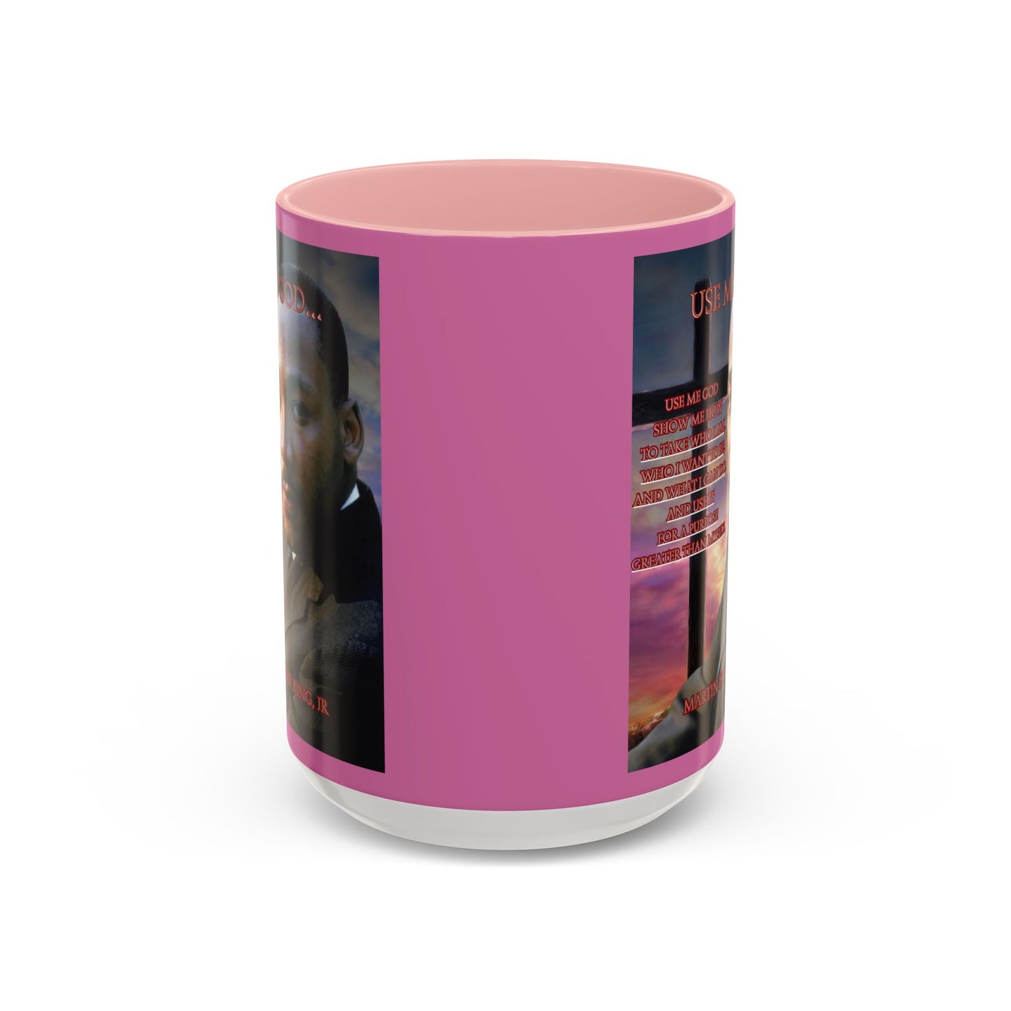 Use Me God, MLK Jr Pink Accent Mug by theGreenDragonTavern.shop