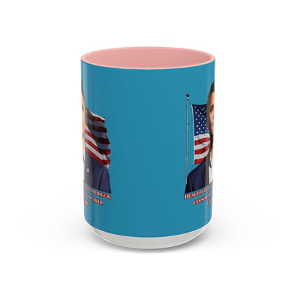 Charlie Kirk, Healthy Debate Turquoise Accent Mug by theGreenDragonTavern.shop