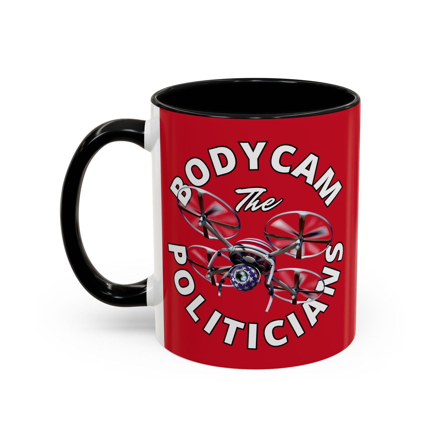 Bodycam the Politicians Drone Red Accent Mug by theGreenDragonTavern.shop