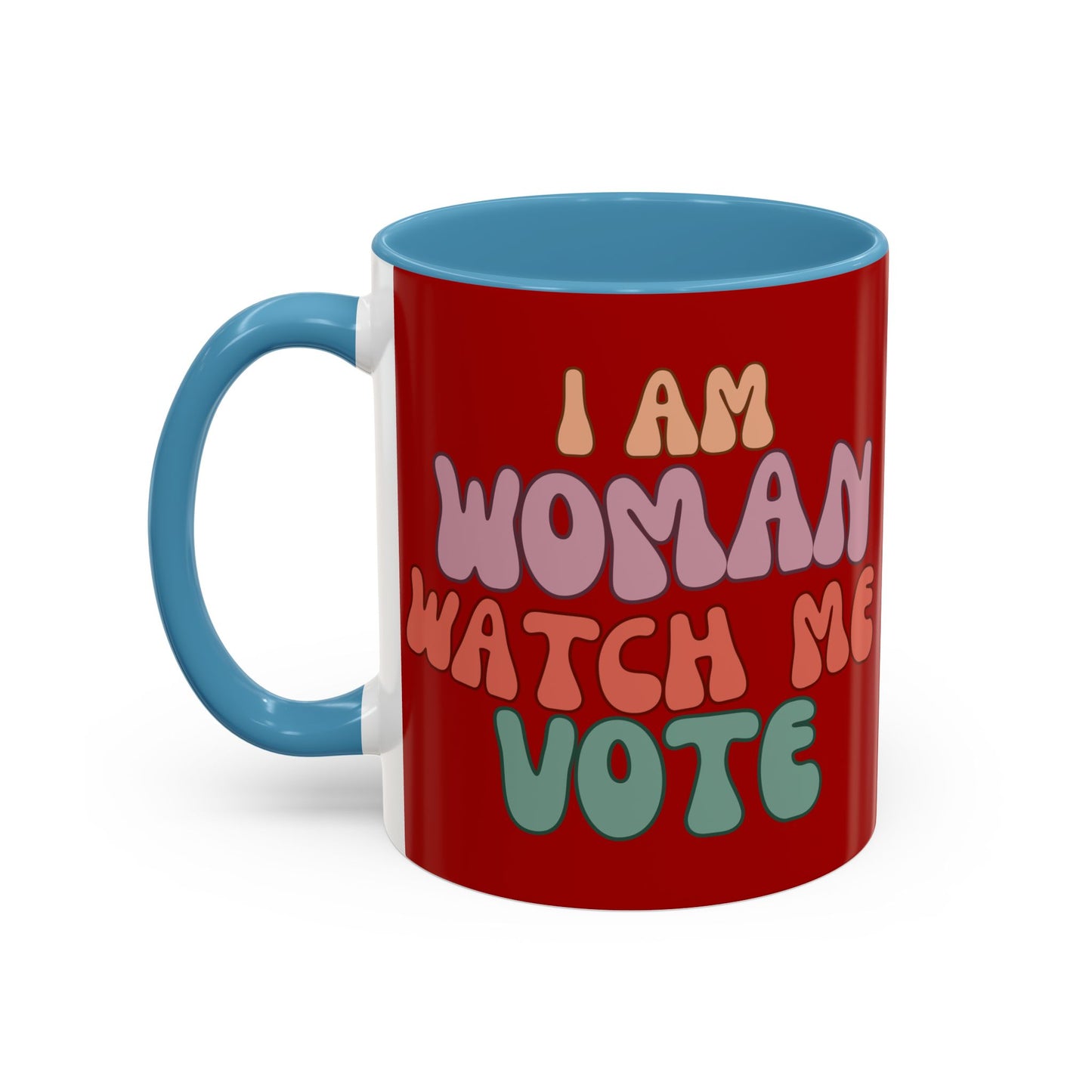 I Am Woman Watch Me Vote Red Accent Mug by theGreenDragonTavern.shop