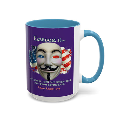 Ronald Reagan Freedom Vendetta Purple Accent Mug by theGreenDragonTavern.shop