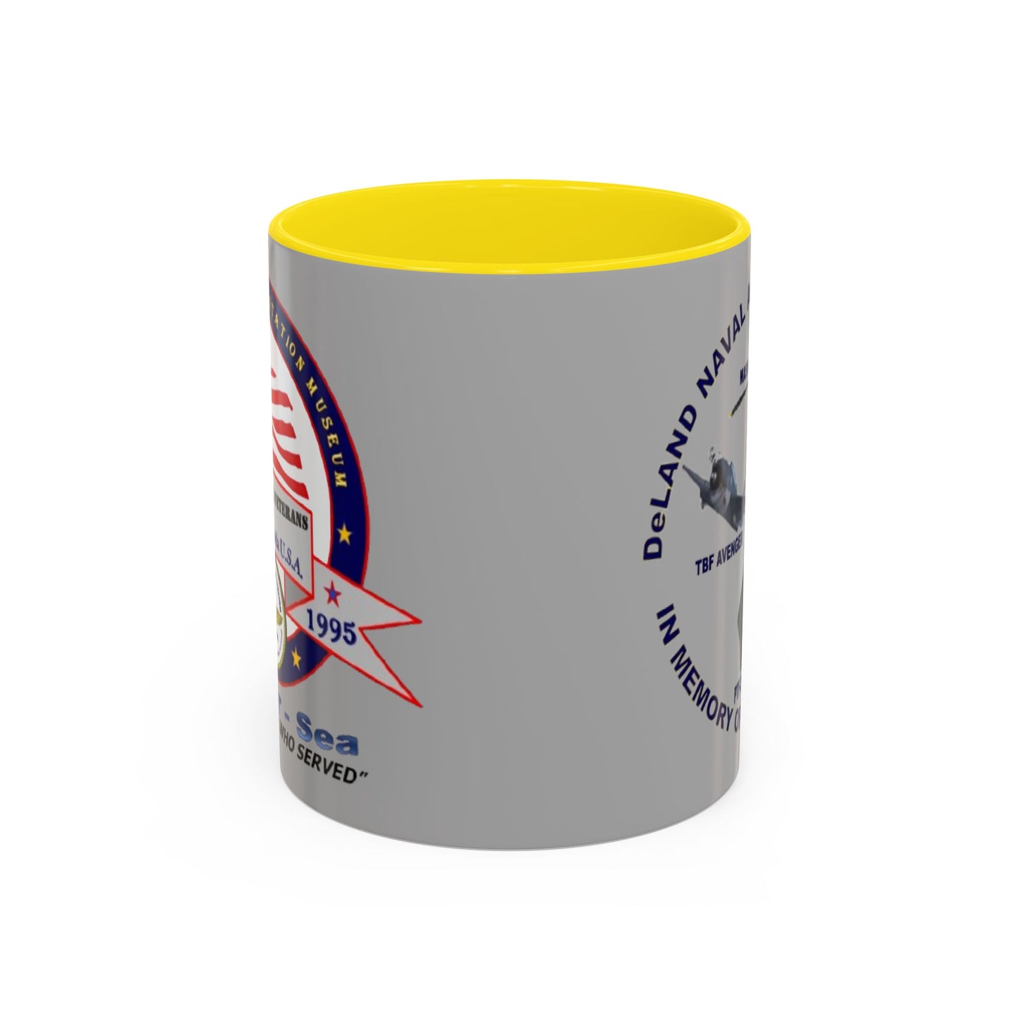 DNASM 2-sided, Founding & Student Art Light Grey Accent Mug by theGreenDragonTavern.shop