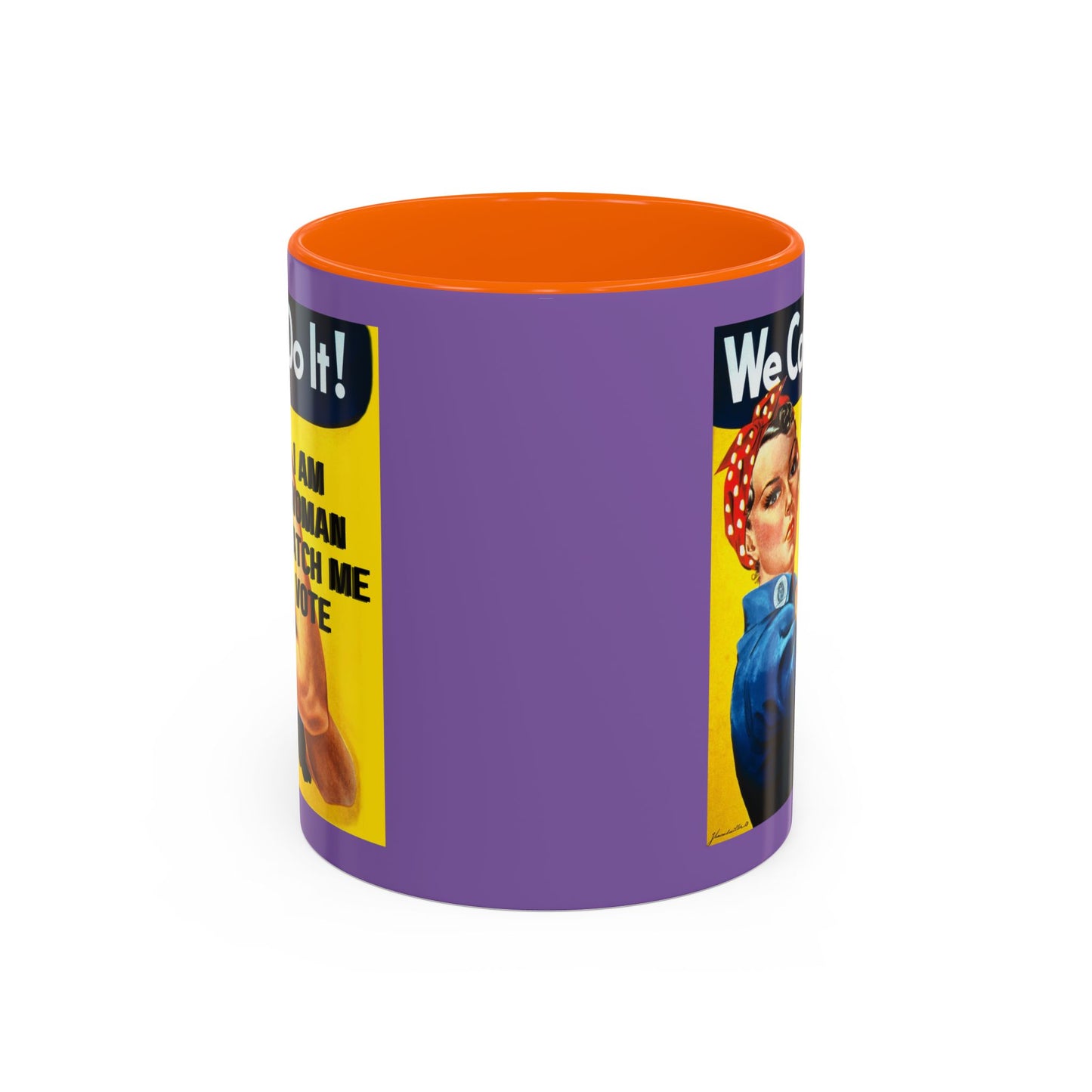 I Am Woman Watch Me Vote Rosie Light Purple Accent Mug by theGreenDragonTavern.shop