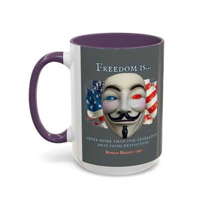 Ronald Reagan Freedom Vendetta Grey Accent Mug by theGreenDragonTavern.shop
