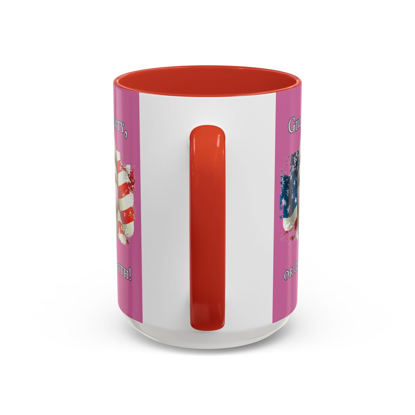 Vendetta, "Give me liberty, or give me death!" Pink Accent Mug by theGreenDragonTavern.shop