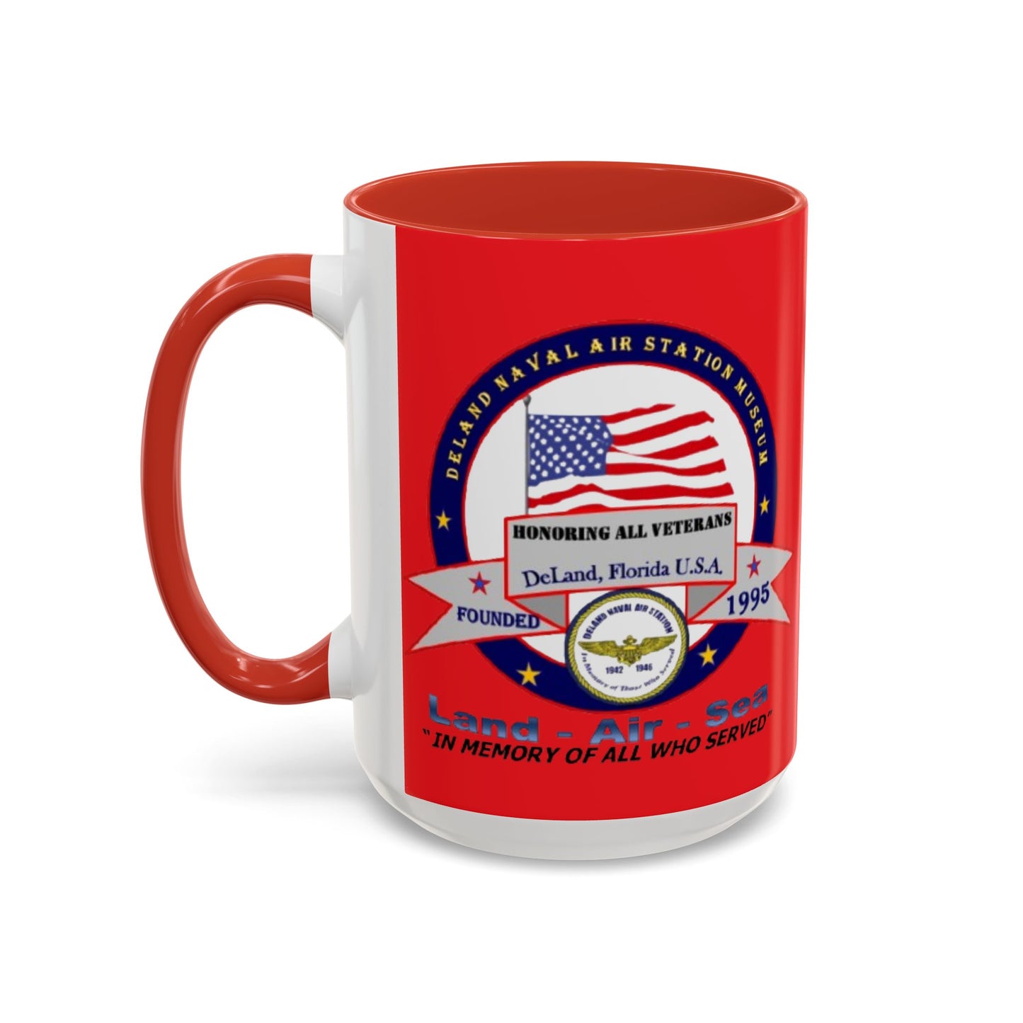 DNASM 2-sided, Founding & Student Art Red Accent Mug by theGreenDragonTavern.shop