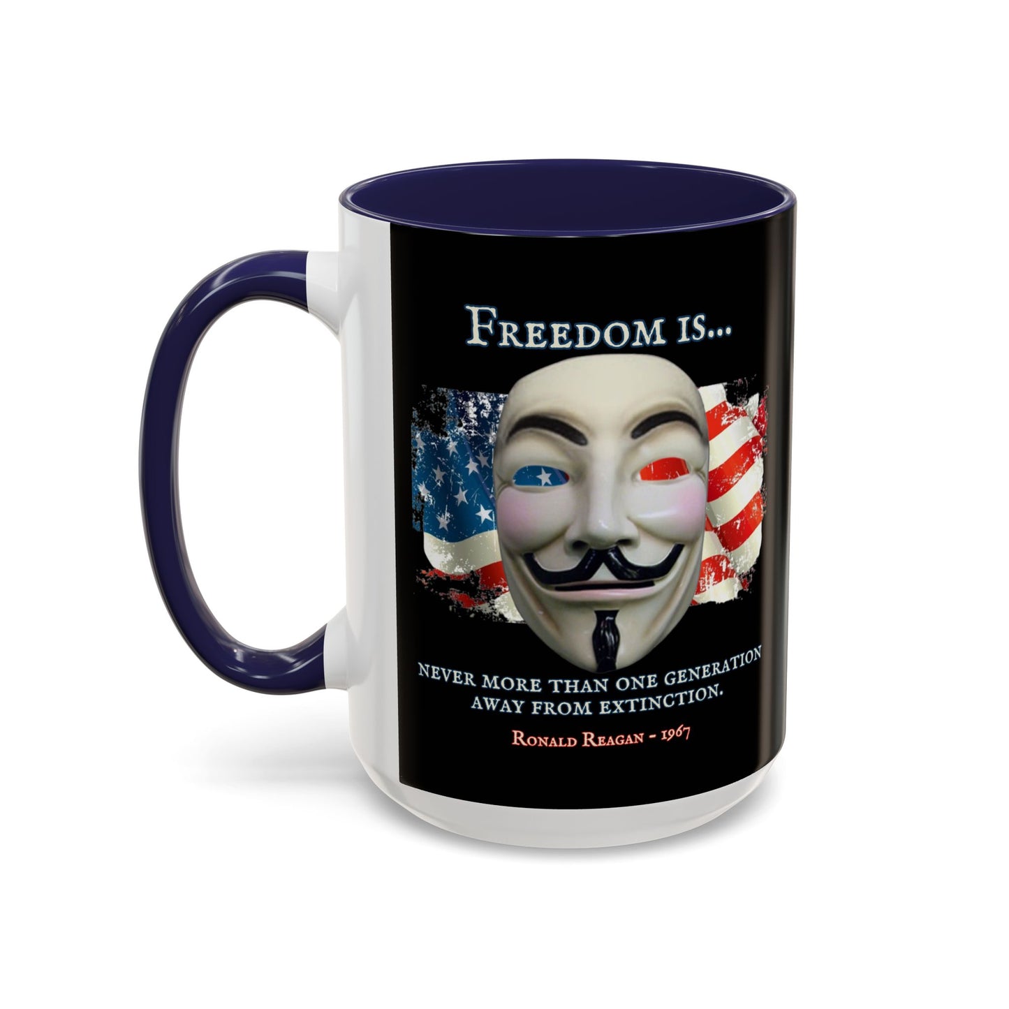 Ronald Reagan Freedom Vendetta Black Accent Mug by theGreenDragonTavern.shop