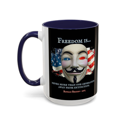Ronald Reagan Freedom Vendetta Black Accent Mug by theGreenDragonTavern.shop