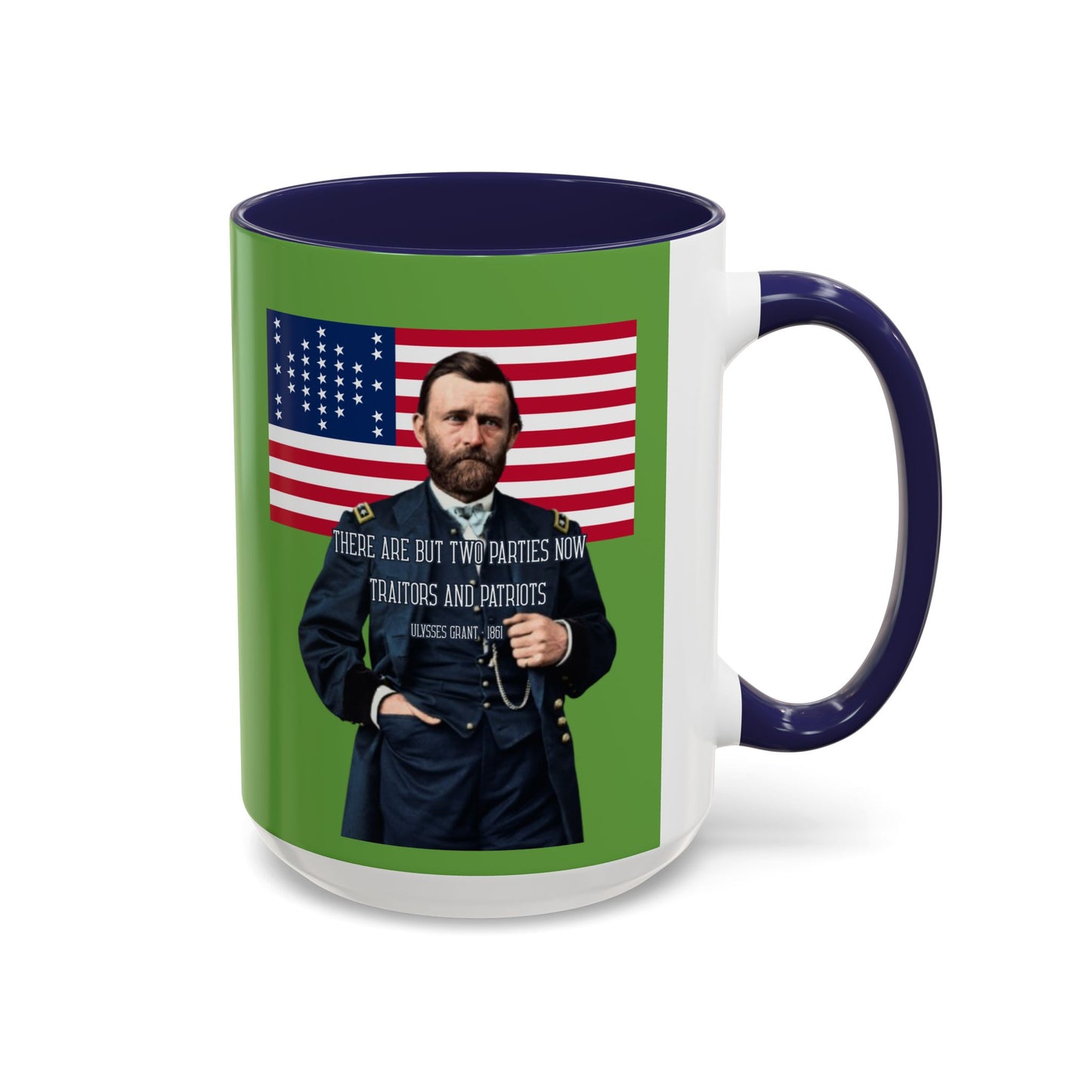 "Traitors and Patriots" Ulysses Grant Green Accent Mug by theGreenDragonTavern.shop