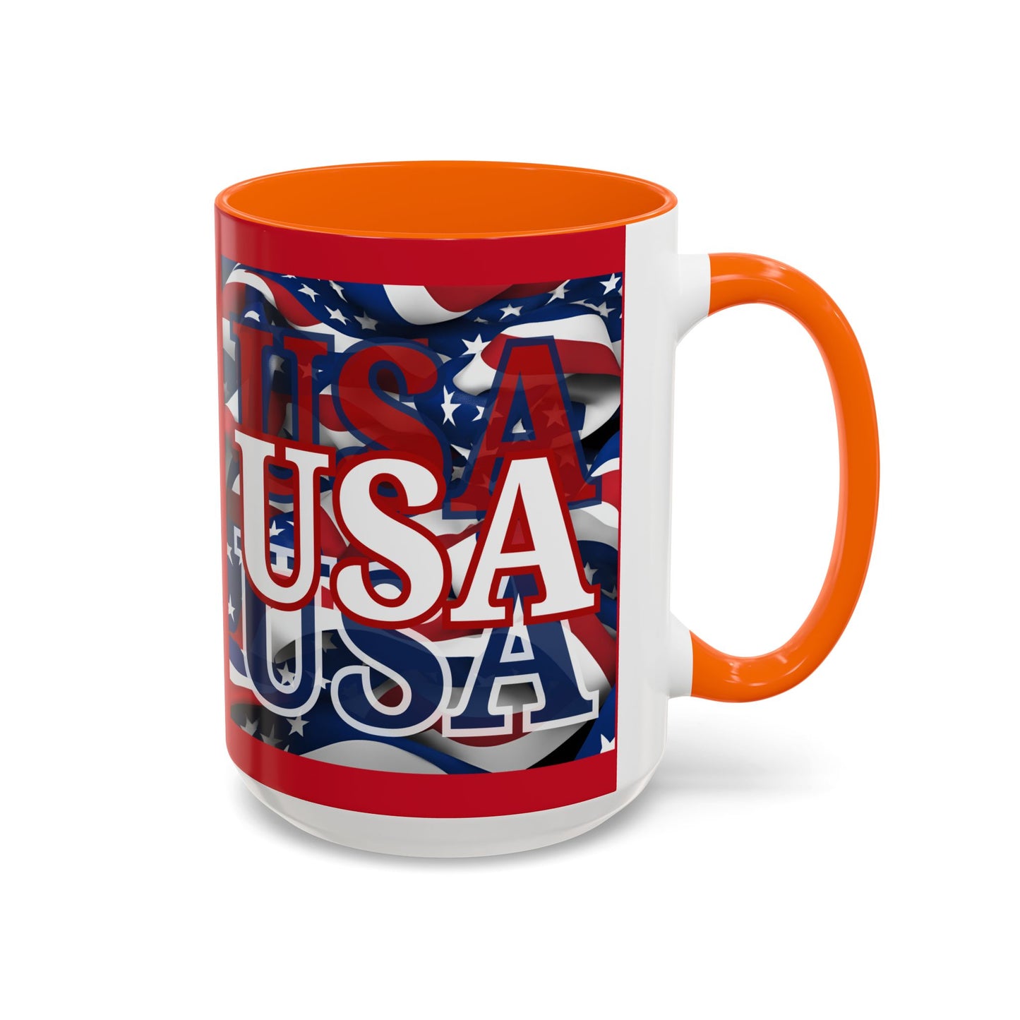 USA White font Center Patriot Red Accent Mug by theGreenDragonTavern.shop
