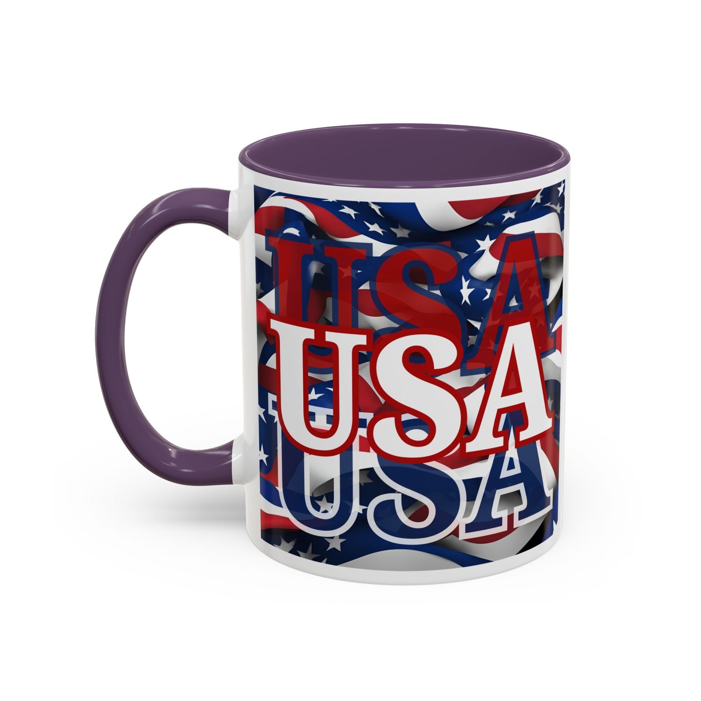USA White font Center Patriot White Accent Mug by theGreenDragonTavern.shop