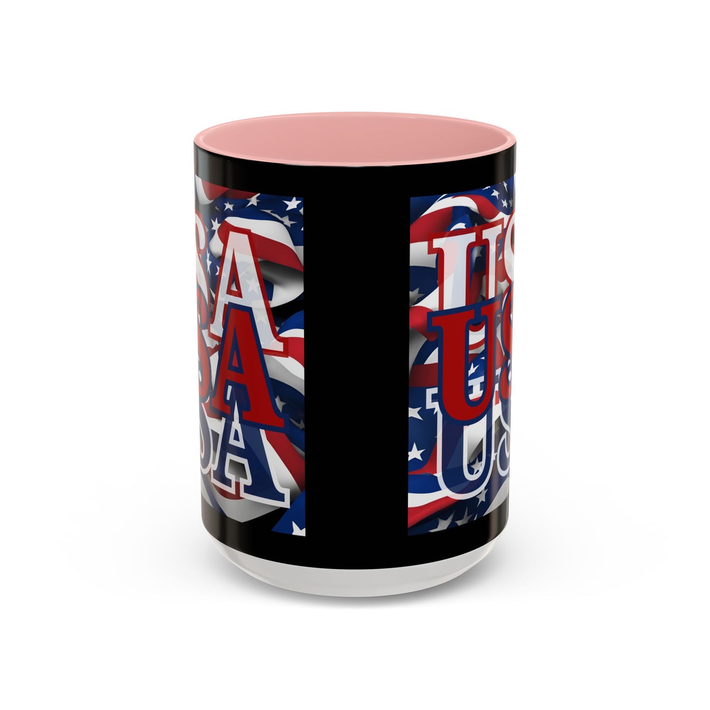 USA Red font Center Patriot Black Accent Mug by theGreenDragonTavern.shop