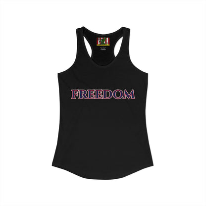 Freedom, Blue font Woman's Racerback Tank Top by theGreenDragonTavern.shop