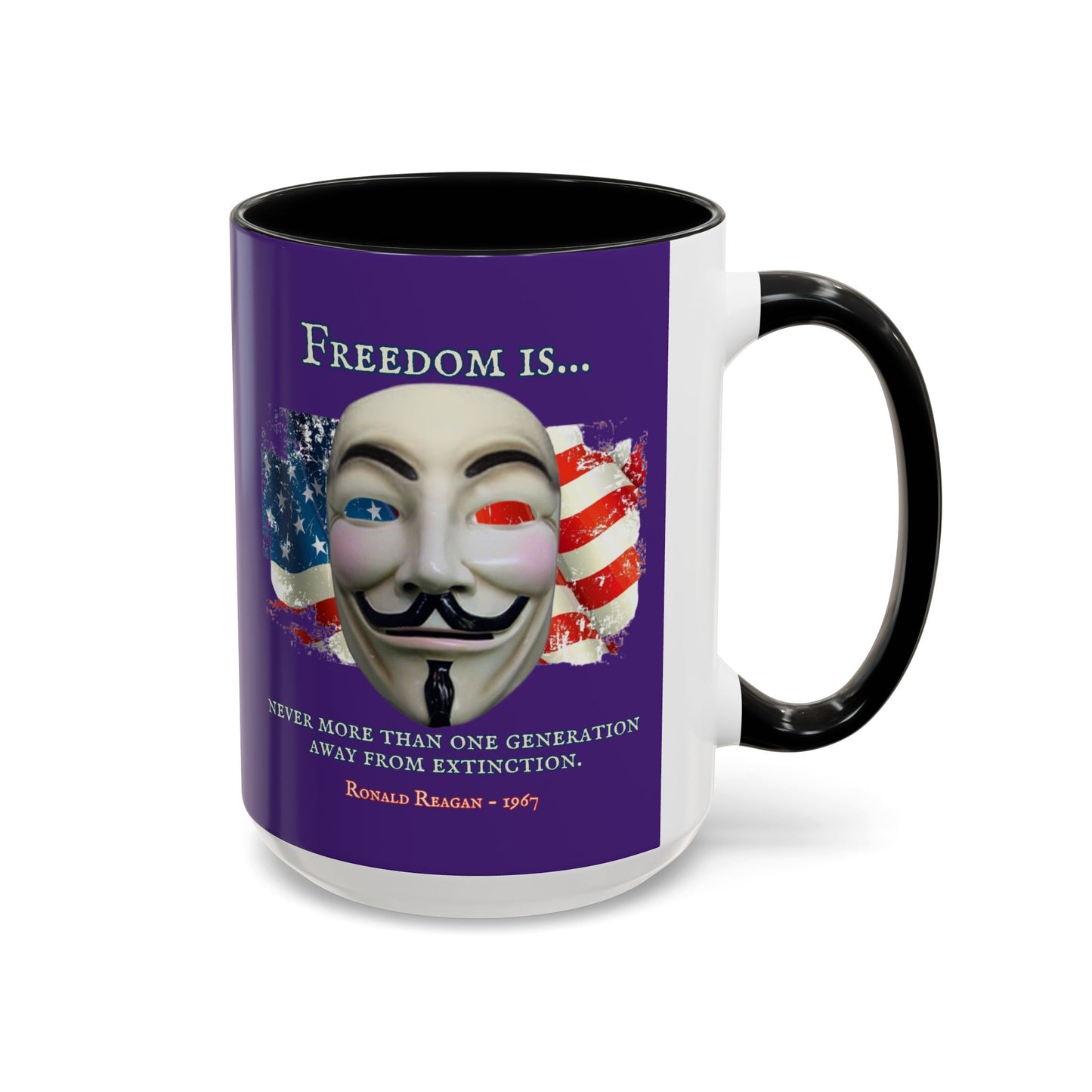 Ronald Reagan Freedom Vendetta Purple Accent Mug by theGreenDragonTavern.shop
