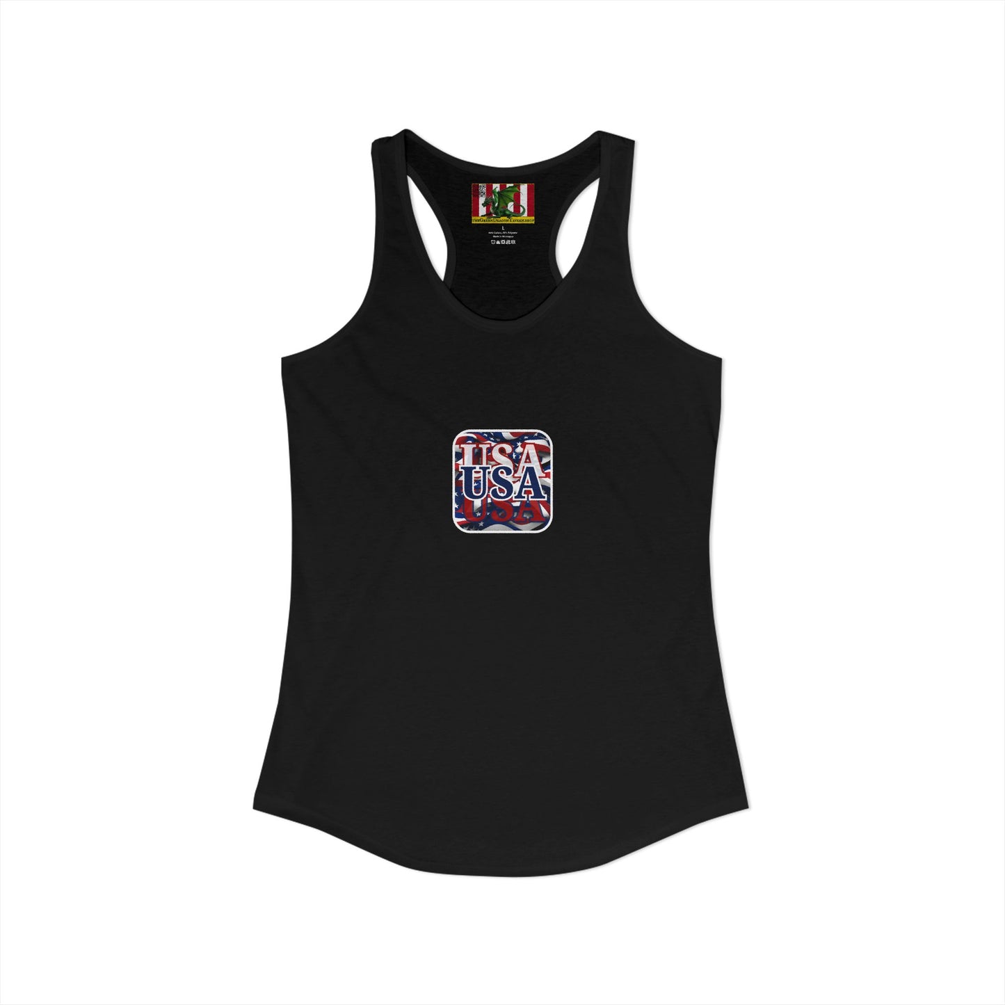 2-sided, Red White and BLUE USA Patriot Women's Racerback Tank Top by theGreenDragonTavern.shop
