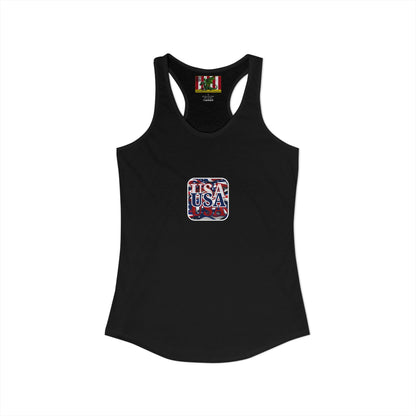 2-sided, Red White and BLUE USA Patriot Women's Racerback Tank Top by theGreenDragonTavern.shop