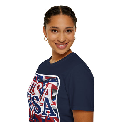 Red White and BLUE USA Patriot Dark colors Unisex T-Shirt by theGreenDragonTavern.shop