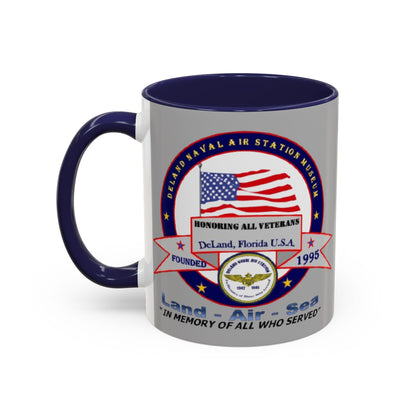 DNASM 2-sided, Founding & Student Art Light Grey Accent Mug by theGreenDragonTavern.shop