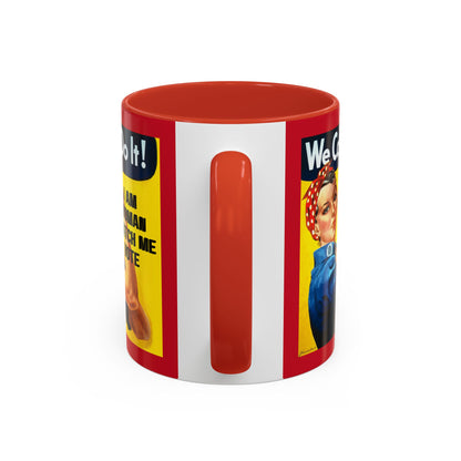 I Am Woman Watch Me Vote Rosie Red Accent Mug by theGreenDragonTavern.shop