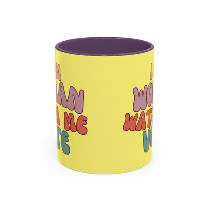 I Am Woman Watch Me Vote Yellow Accent Mug by theGreenDragonTavern.shop