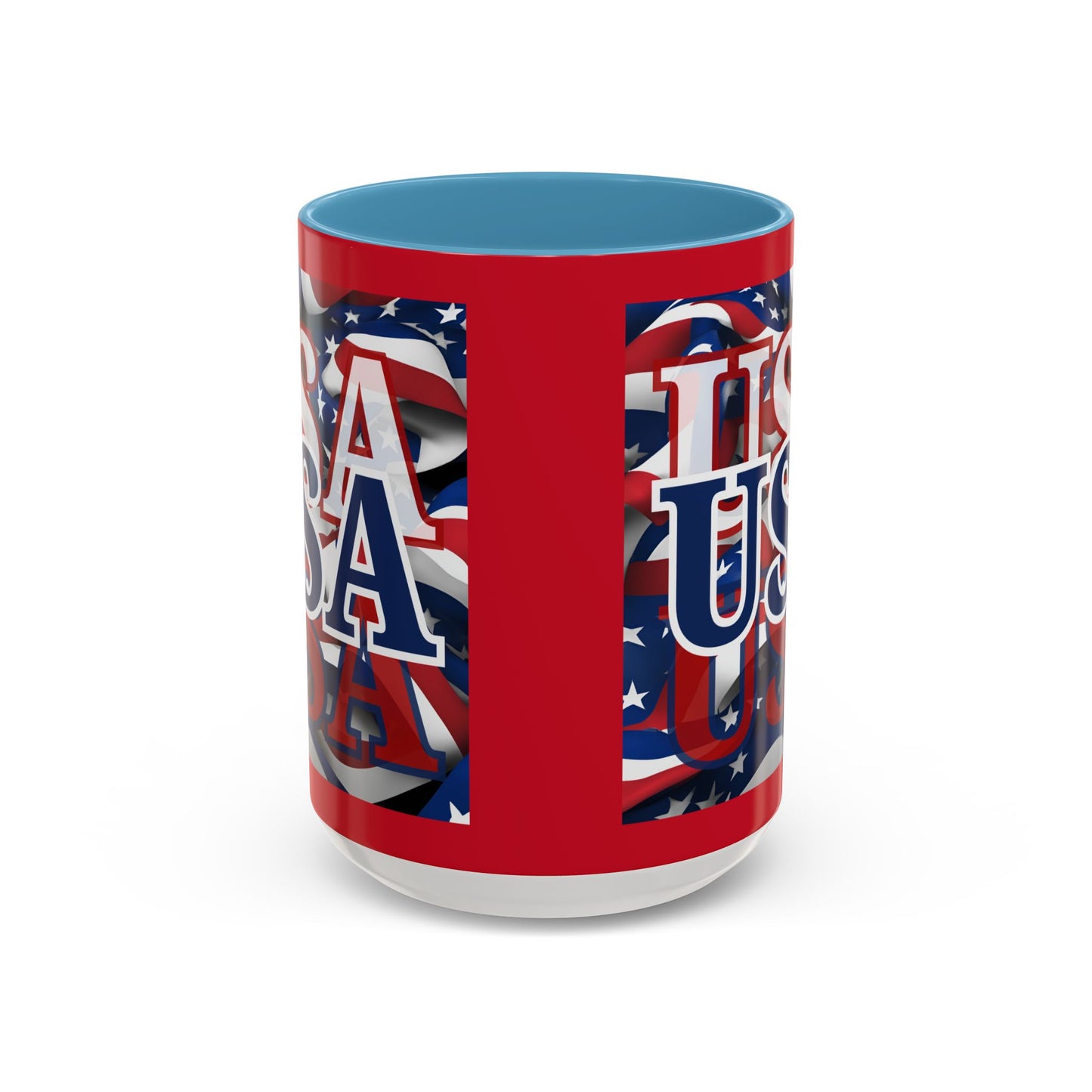 USA Blue font Center Patriot Red Accent Mug by theGreenDragonTavern.shop