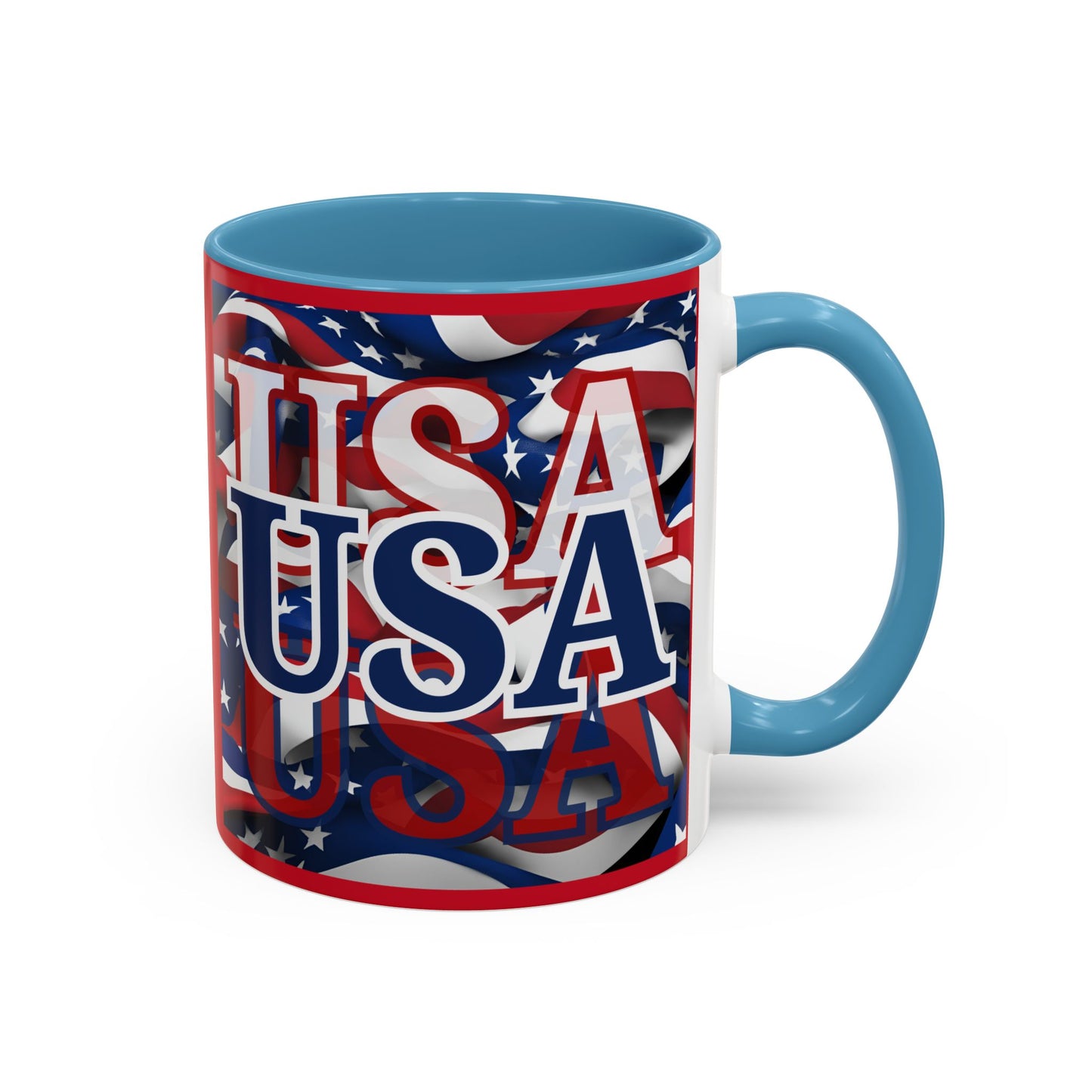 USA Blue font Center Patriot Red Accent Mug by theGreenDragonTavern.shop