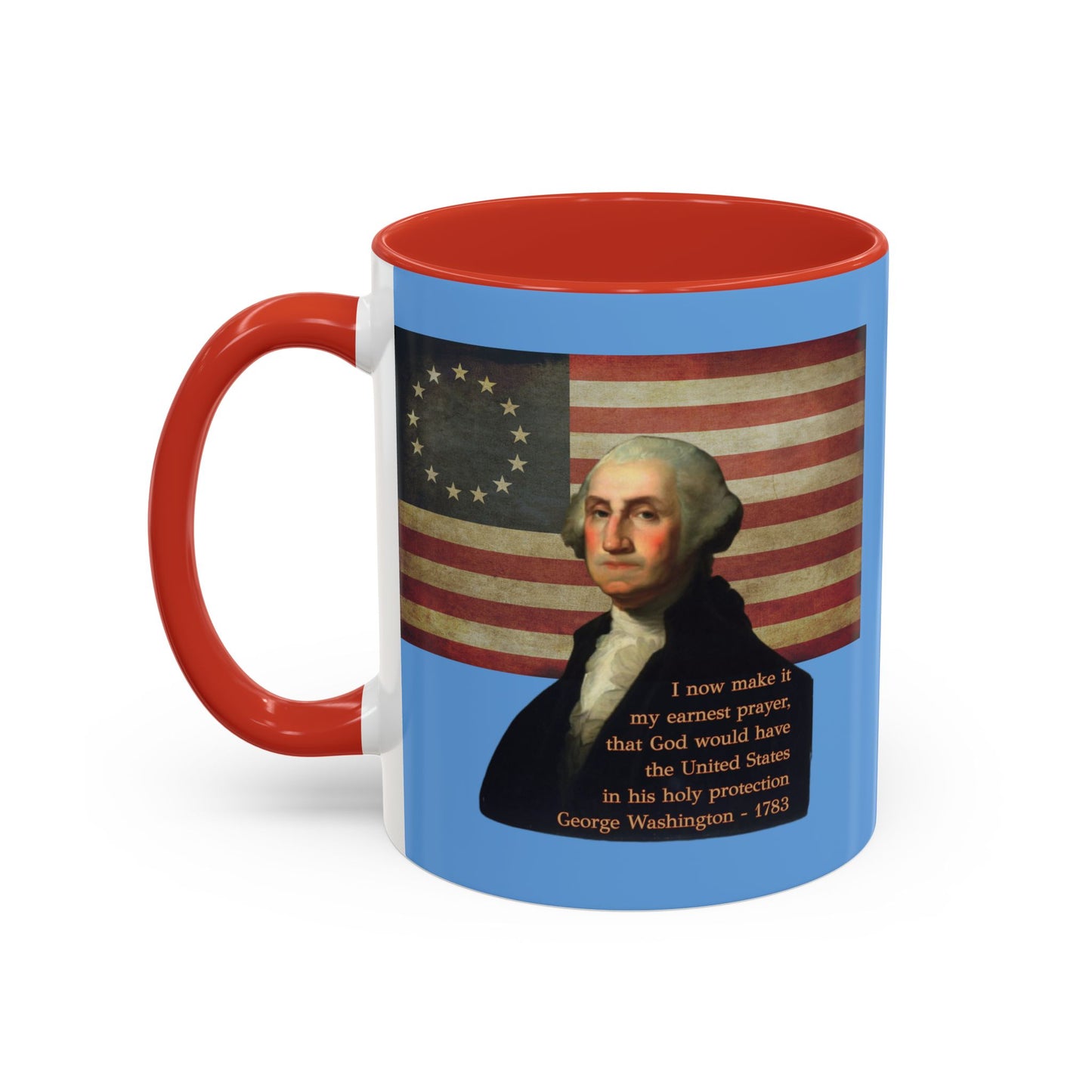 Washington's Earnest Prayer Light Blue Accent Mug by theGreenDragonTavern.shop
