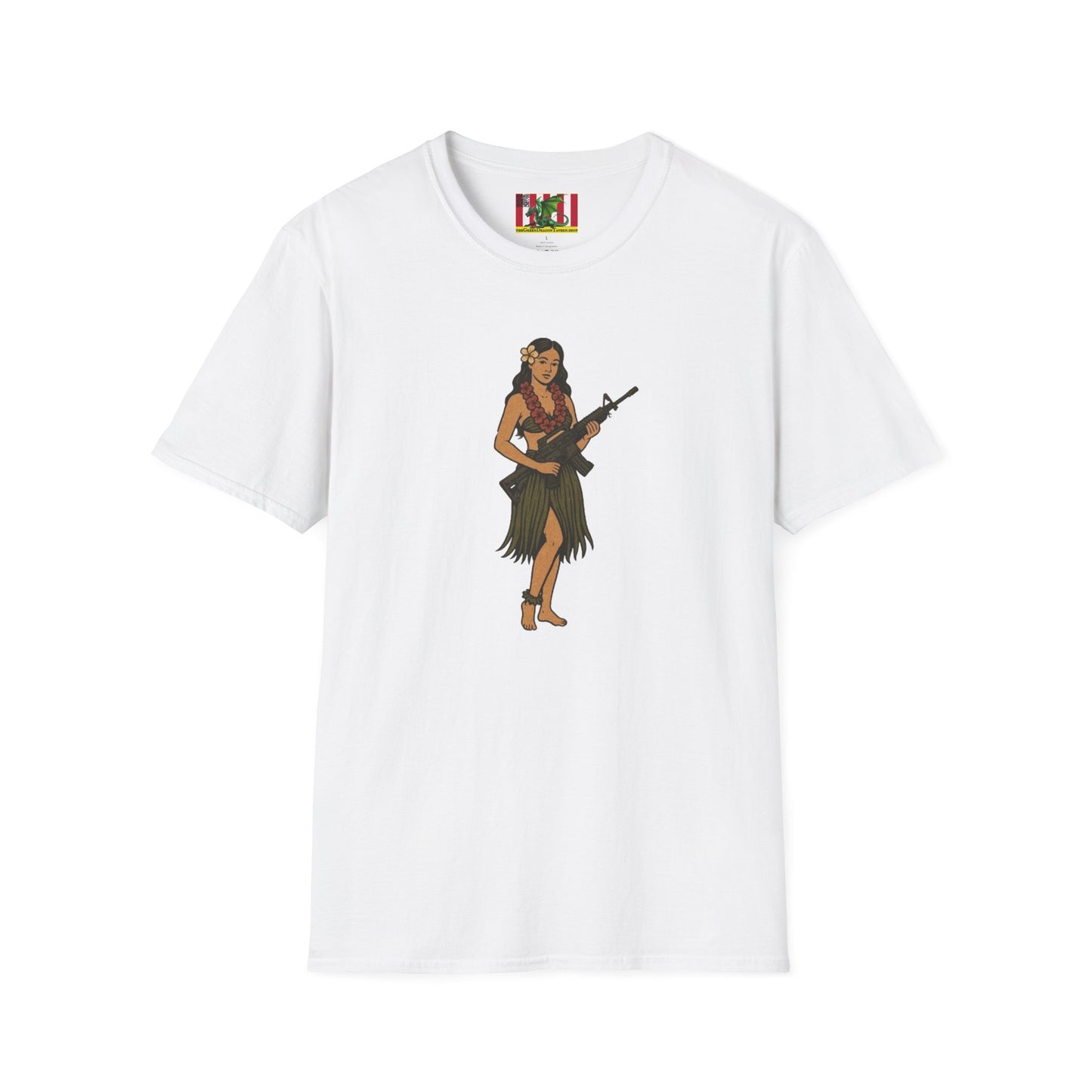 Hula Girl Packin' Heat Light colors Unisex T-Shirt by theGreenDragonTavern.shop