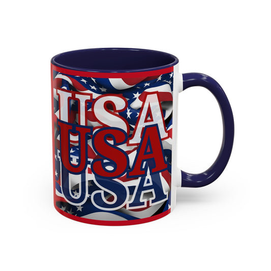 USA Red font Center Patriot Red Accent Mug by theGreenDragonTavern.shop