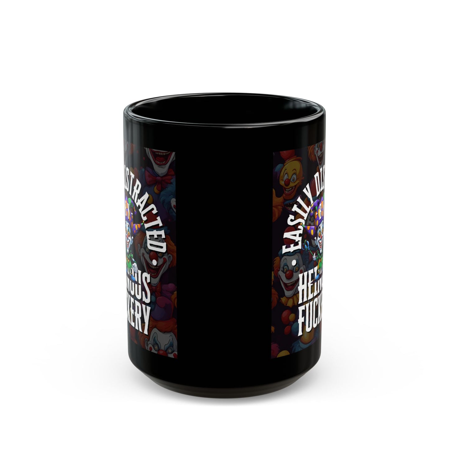 Easily Distracted by Heinous Fuckery Little Jinx Black Mug by theGreenDragonTavern.shop