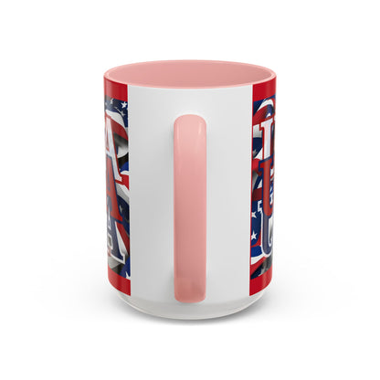 USA Red font Center Patriot Red Accent Mug by theGreenDragonTavern.shop