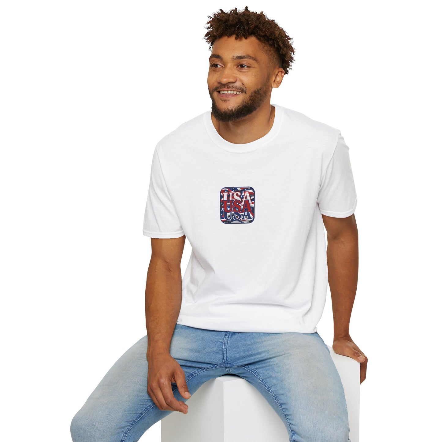 2-sided, RED White and Blue USA Patriot Light colors Unisex T-Shirt by theGreenDragonTavern.shop