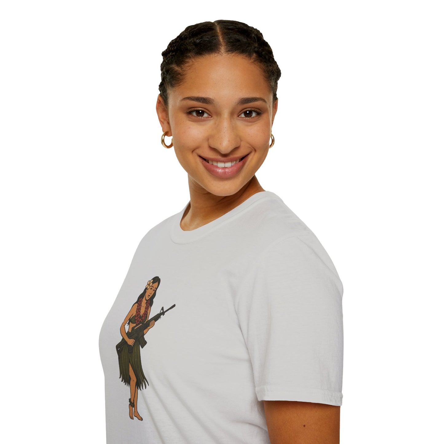 Hula Girl Packin' Heat Light colors Unisex T-Shirt by theGreenDragonTavern.shop