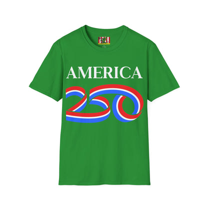 America 250 White font, Dark colors, Unisex T-Shirt by theGreenDragonTavern.shop