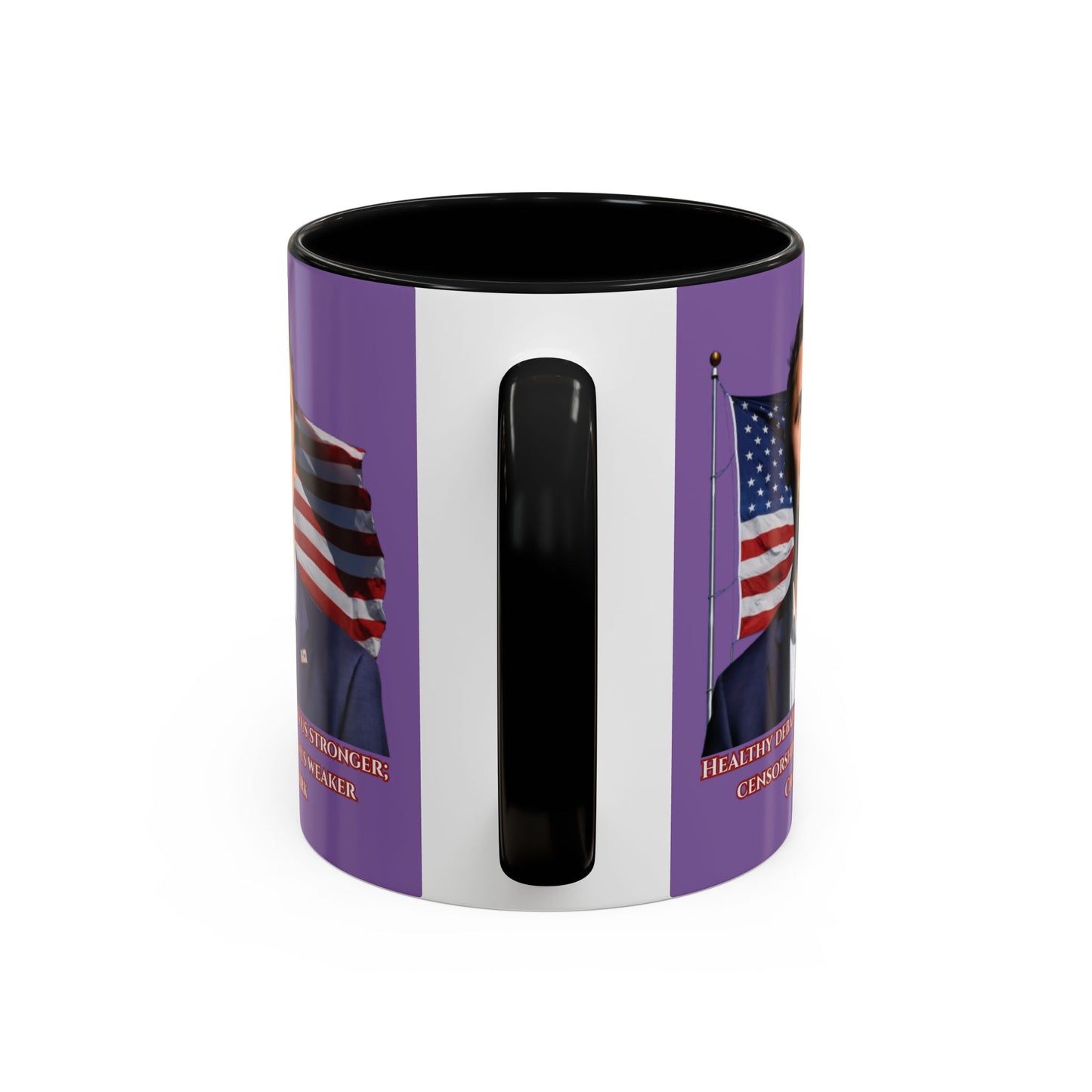 Charlie Kirk, Healthy Debate Light Purple Accent Mug by theGreenDragonTavern.shop