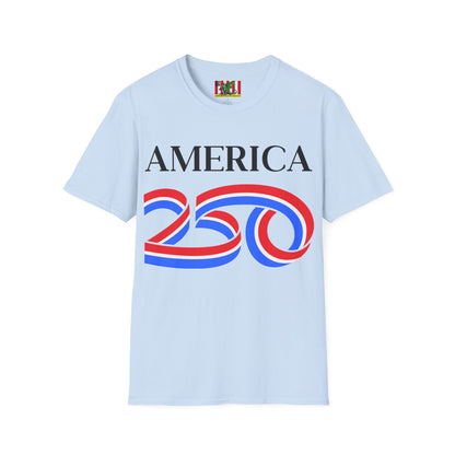 America 250 Black font, Light colors, Unisex T-Shirt by theGreenDragonTavern.shop