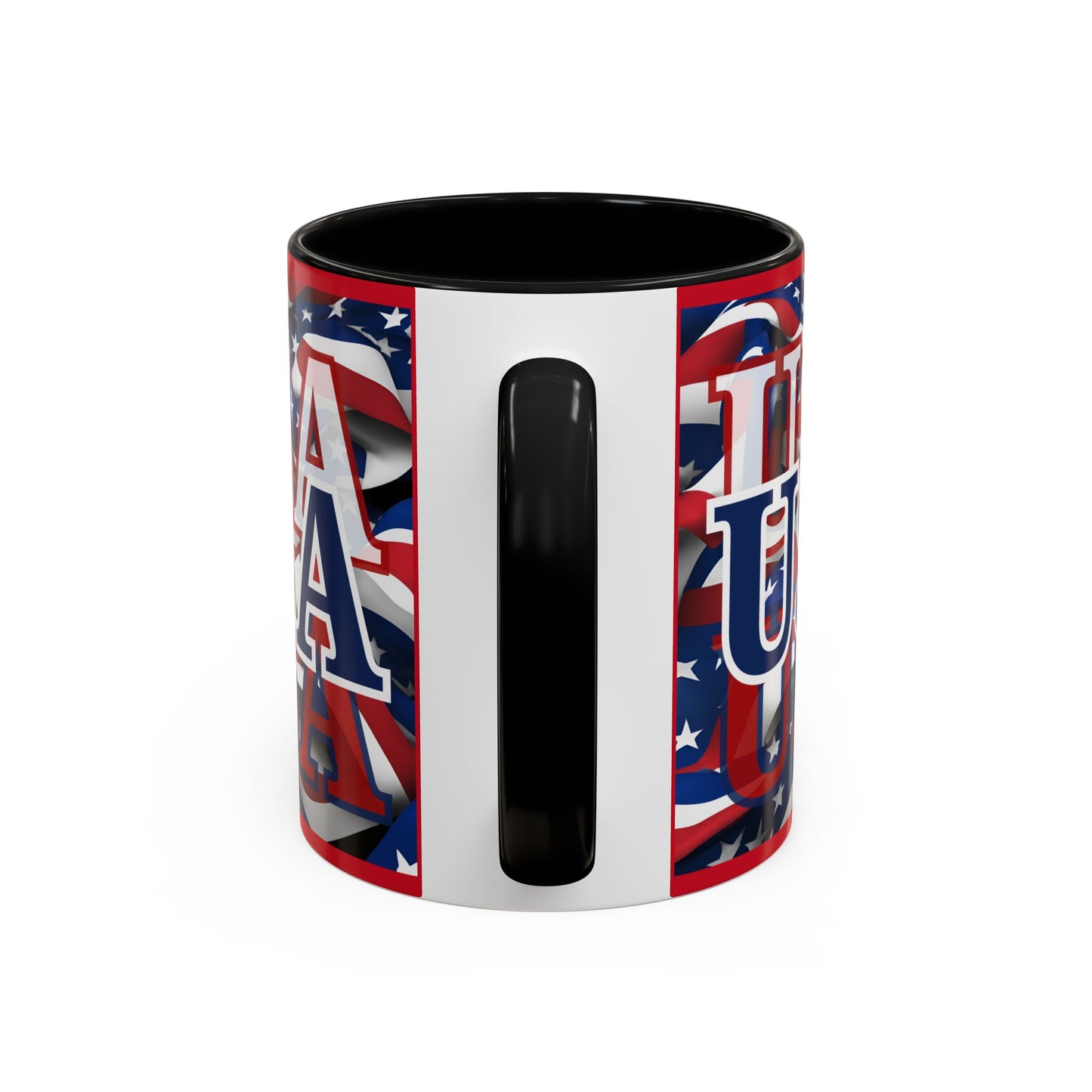 USA Blue font Center Patriot Red Accent Mug by theGreenDragonTavern.shop