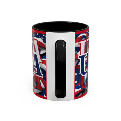 USA Blue font Center Patriot Red Accent Mug by theGreenDragonTavern.shop