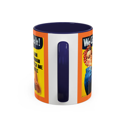 I Am Woman Watch Me Vote Rosie Orange Accent Mug by theGreenDragonTavern.shop