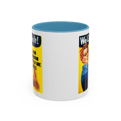 I Am Woman Watch Me Vote Rosie White Accent Mug by theGreenDragonTavern.shop