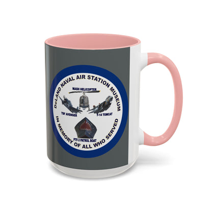 DNASM 2-sided, Founding & Student Art w/Navy Ring Grey Accent Mug by theGreenDragonTavern.shop