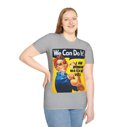 I Am Woman Watch Me Vote Rosie Light colors Unisex T-Shirt by theGreenDragonTavern.shop