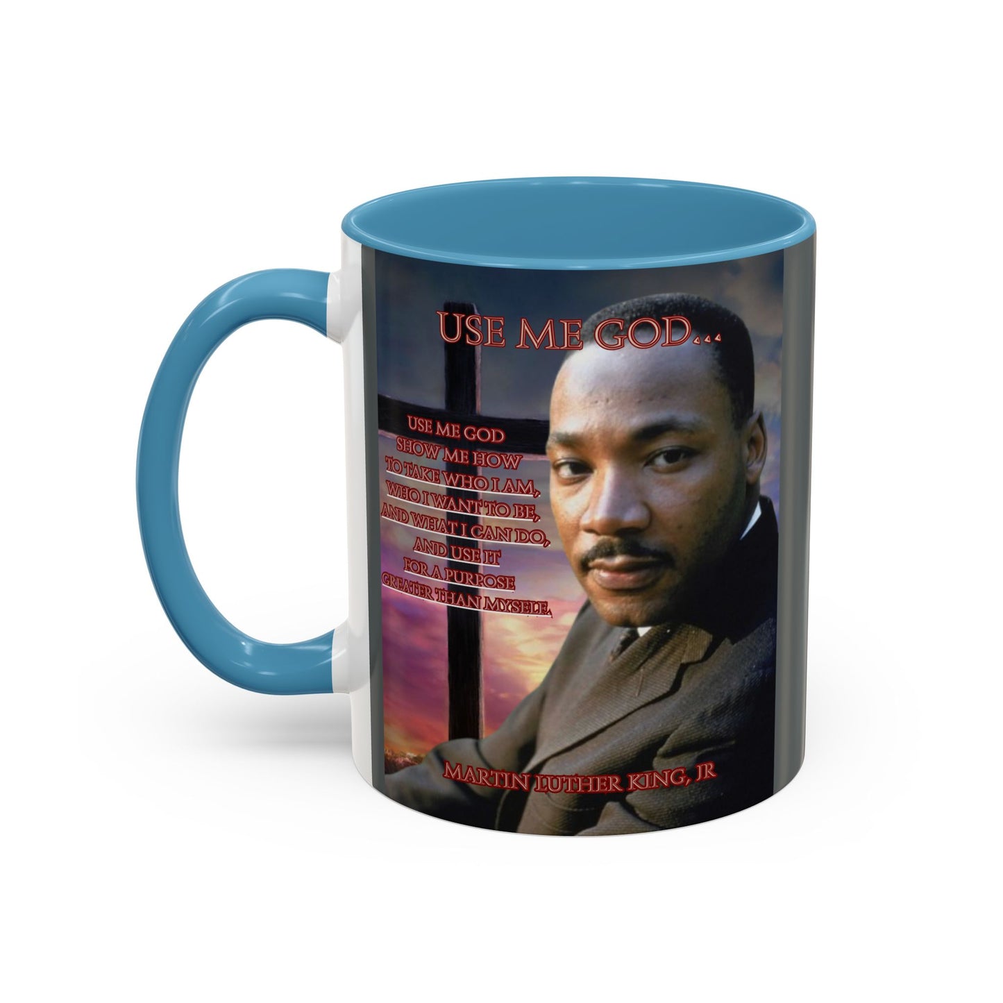 Use Me God, MLK Jr Grey Accent Mug by theGreenDragonTavern.shop