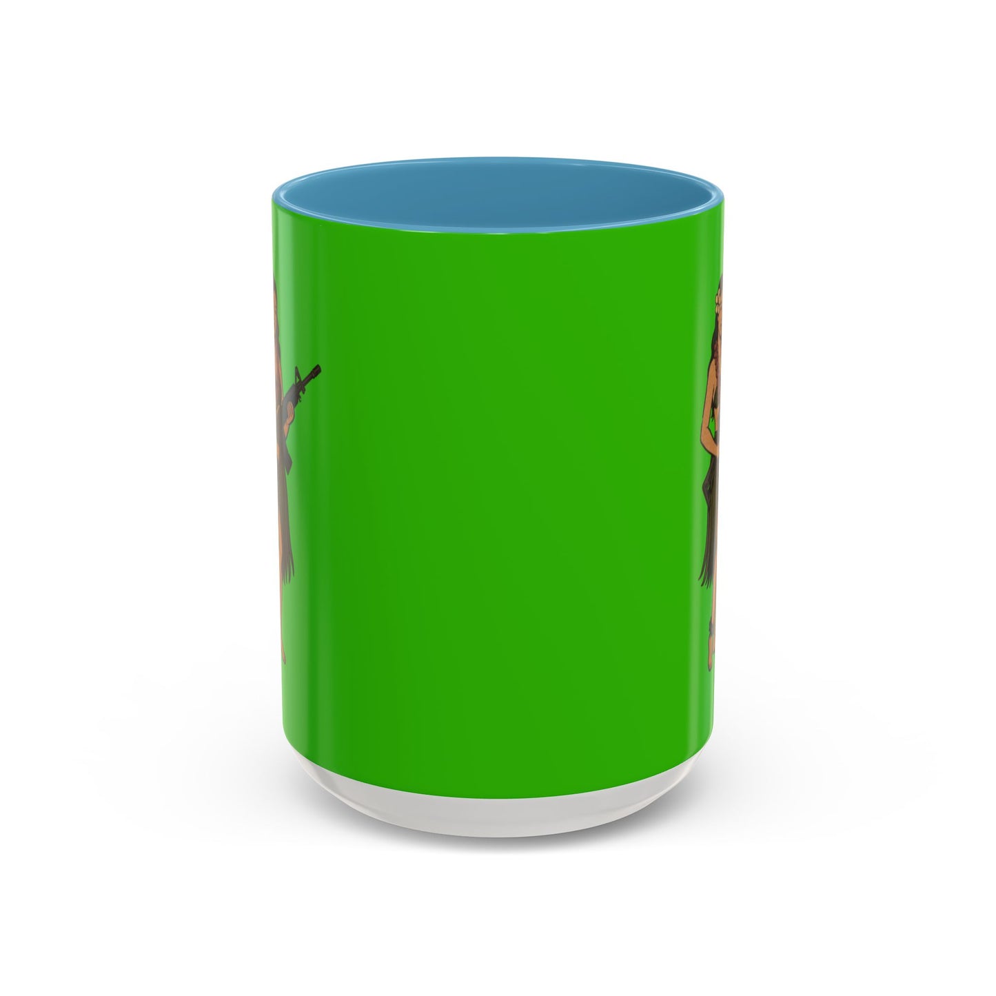 Hula Girl Packin' Heat Light Green Accent Mug by theGreenDragonTavern.shop