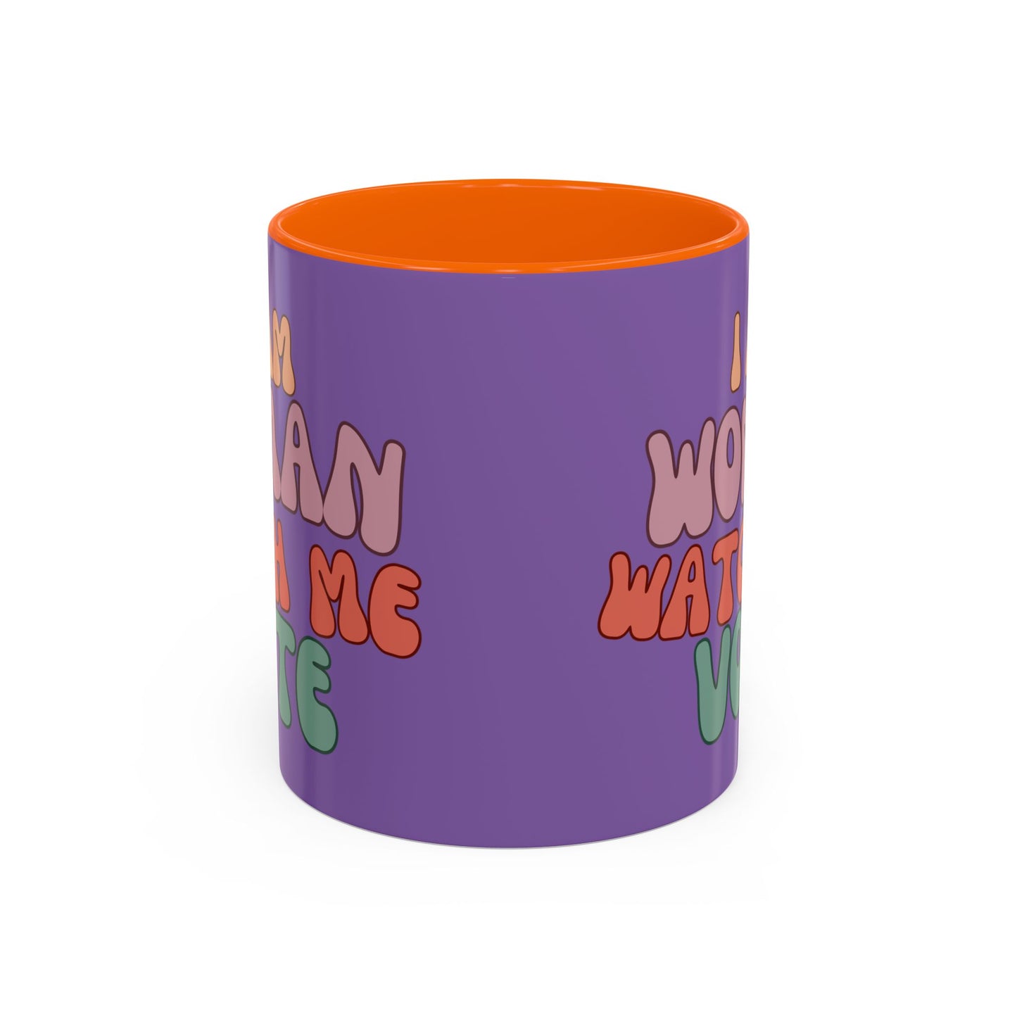 I Am Woman Watch Me Vote Light Purple Accent Mug by theGreenDragonTavern.shop