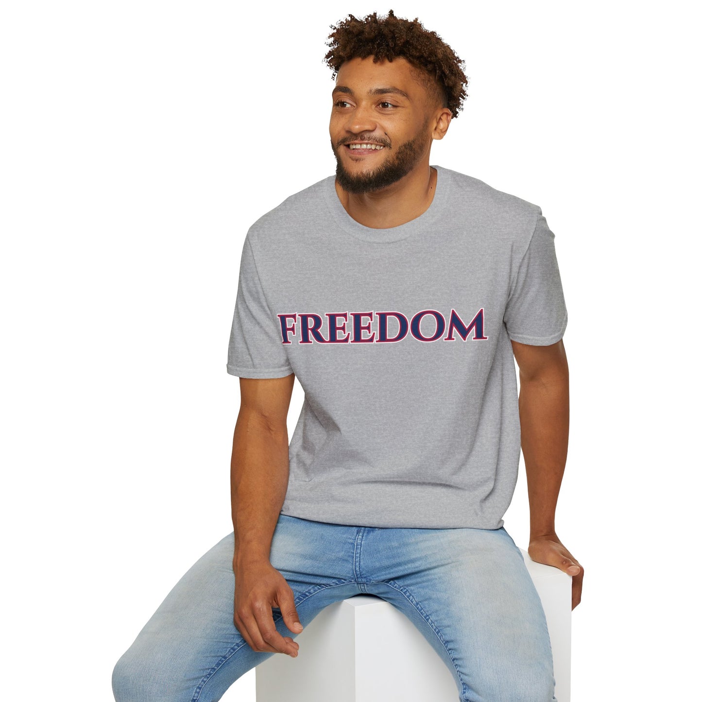 Freedom, Blue font, Light colors Unisex T-Shirt by theGreenDragonTavern.shop