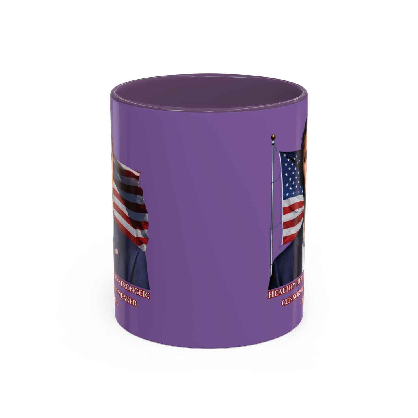 Charlie Kirk, Healthy Debate Light Purple Accent Mug by theGreenDragonTavern.shop