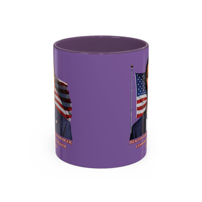 Charlie Kirk, Healthy Debate Light Purple Accent Mug by theGreenDragonTavern.shop